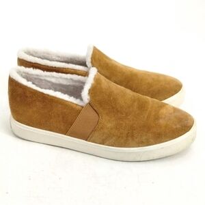 Vince Blair Sherpa Caramel Suede Slip‎ On Sneakers